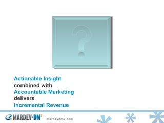 Actionable Insight combined with Accountable Marketing delivers Incremental Revenue 