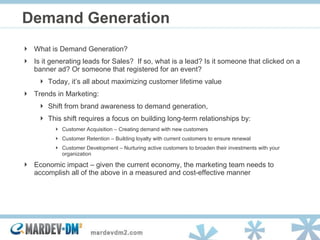Demand Generation - Best Practices &amp; Lessons Learned