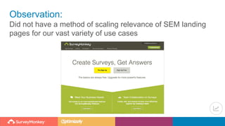 Observation:
Did not have a method of scaling relevance of SEM landing
pages for our vast variety of use cases
 