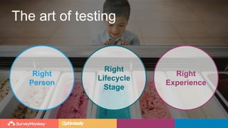 The art of testing
Right
Person
Right
Lifecycle
Stage
Right
Experience
 