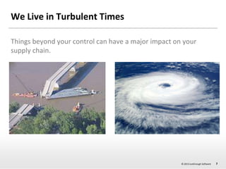 We Live in Turbulent Times
Things beyond your control can have a major impact on your
supply chain.

© 2013 JustEnough Sof...