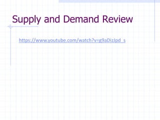 Supply and Demand Review
https://www.youtube.com/watch?v=g9aDizJpd_s
 