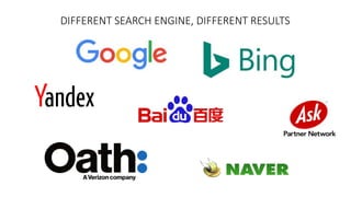 DIFFERENT SEARCH ENGINE, DIFFERENT RESULTS
 