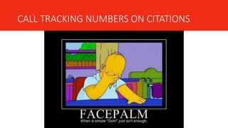 CALL TRACKING NUMBERS ON CITATIONS
 
