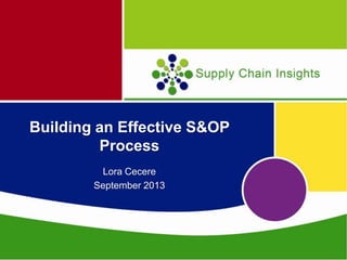Building an Effective S&OP
Process
Lora Cecere
September 2013
 