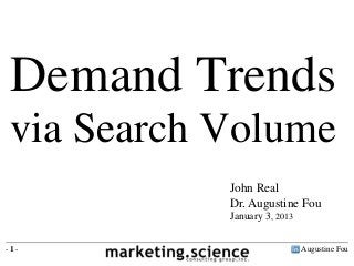 Demand Trends
via Search Volume
John Real
Dr. Augustine Fou
January 3, 2013
Augustine Fou
- 1 -
 
