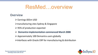 ResMed…overviewOverview Earnings >1Billion USD annually