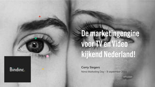 De marketingengine
voorTV en Video
kijkend Nederland!
Nima Marketing Day - 9 september 2021
Corry Siegers
 