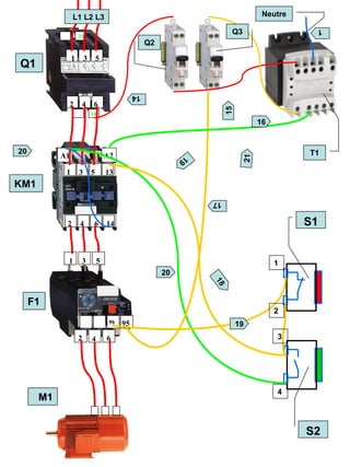 1 2 3 4 Q2 S2 Q1 KM1 F1 L1 L2 L3 M1 Q3 T1 S1 Neutre 18 19 19 20 20 21 14 1 15 16 17 1 3 5 13 A1 A2 2 4 6 14 2 4 6 1 3 5 14 13 1 3 5 2 4 6 96 95 