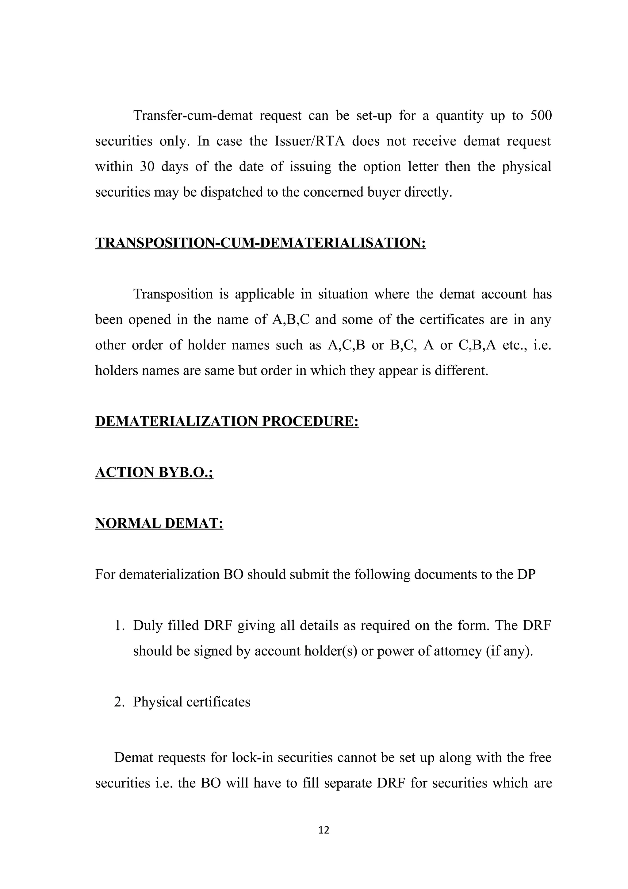 Dematerialisation of securities | DOC