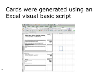 Cards were generated using an
     Excel visual basic script




60
 