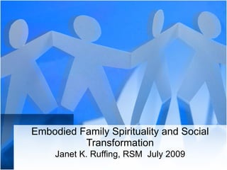 Embodied Family Spirituality and Social Transformation Janet K. Ruffing, RSM  July 2009 