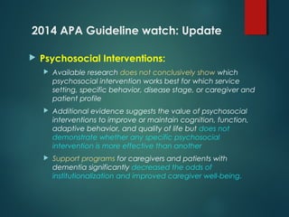 Guidelines for Management of Dementia | PPT