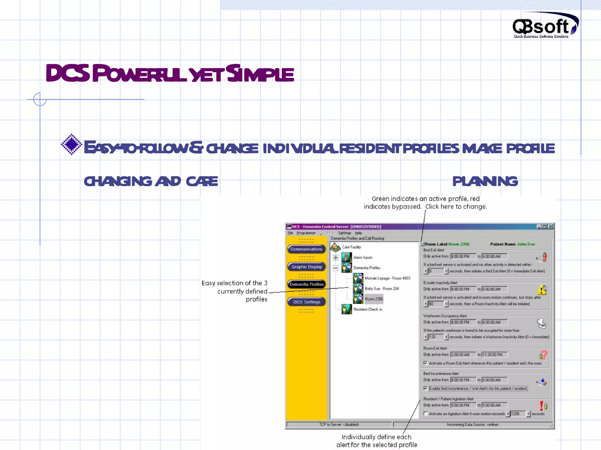 DCS Powerful yet Simple Easy-to-follow & change individual resident profiles make profile changing and care  planning  easy. 