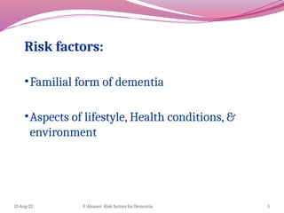 Dementia and its Risk Factors and prevention.pptx