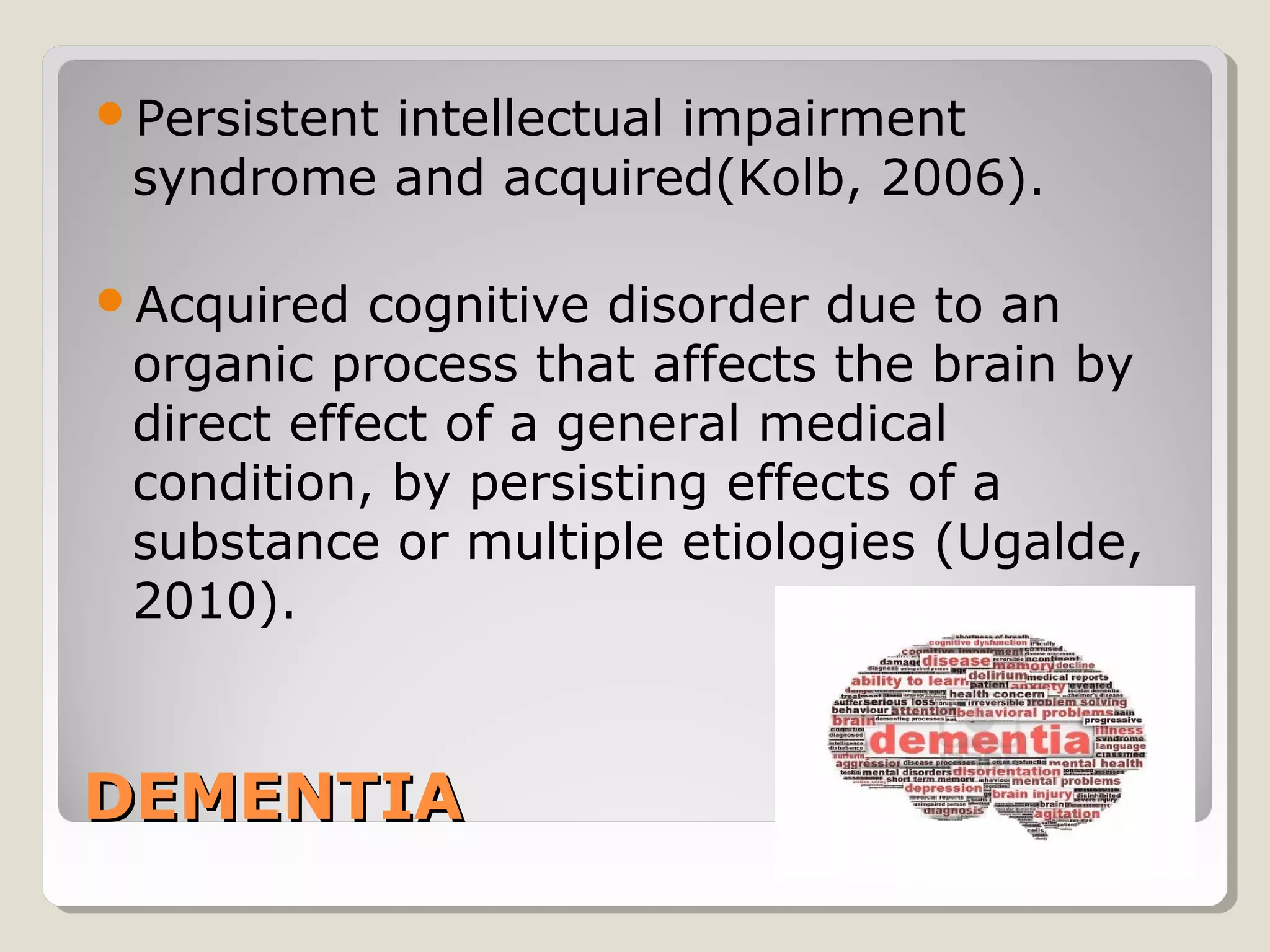Dementia syndromes associated with the consumption of alcohol and ...