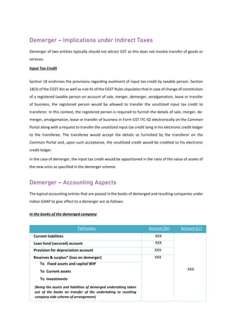 Demerger - Tax & Regulatory Perspective | PDF