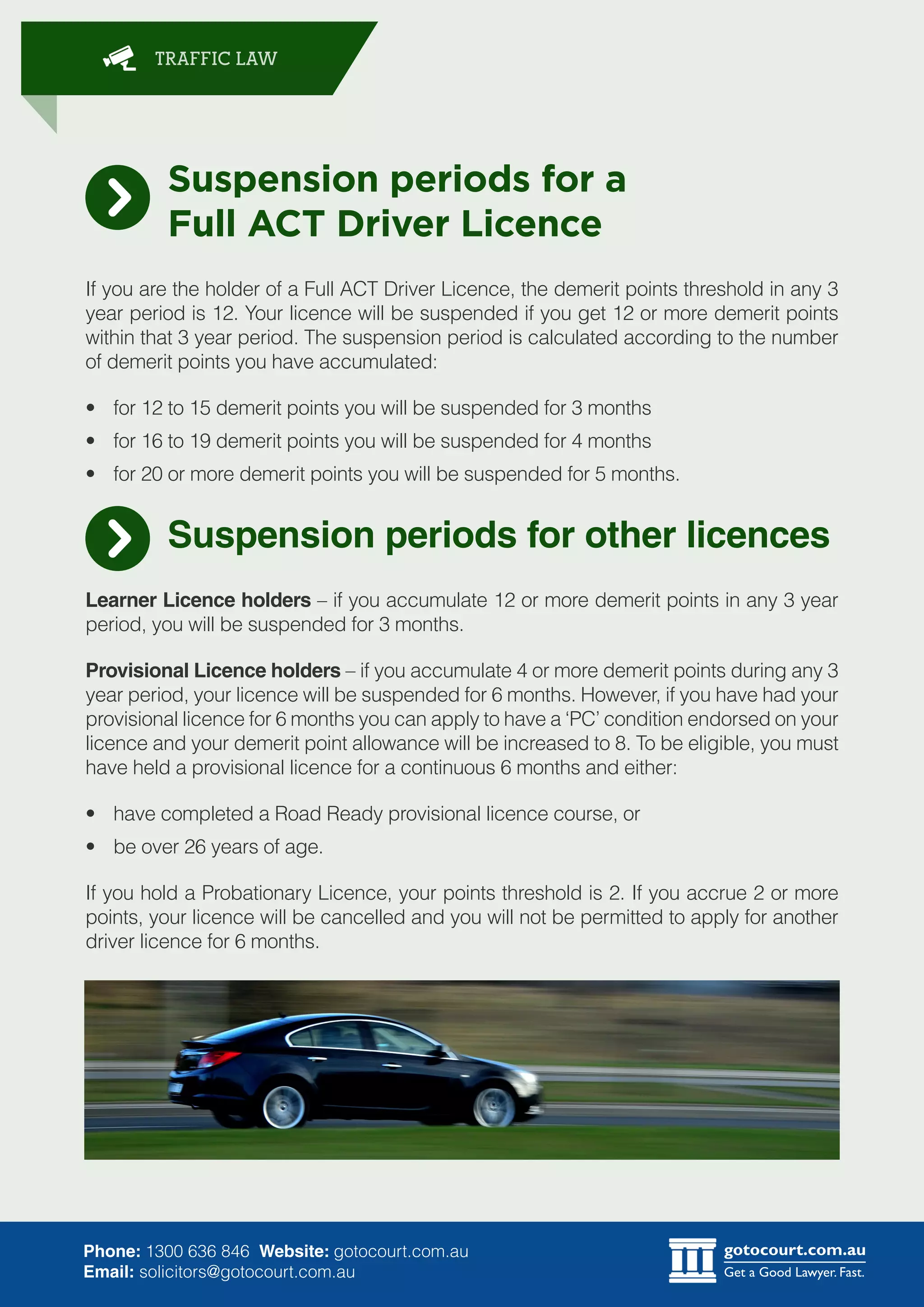 Demerit Points in the ACT PDF