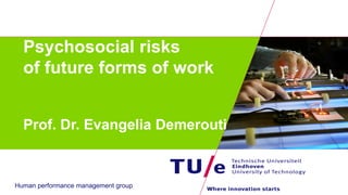 Human performance management group
Psychosocial risks
of future forms of work
Prof. Dr. Evangelia Demerouti
 