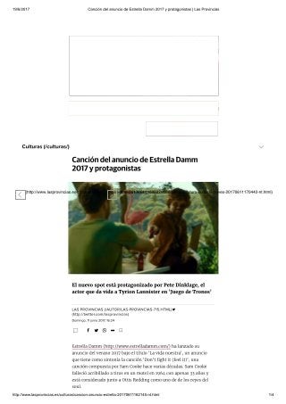 Canción del anuncio de Estrella Damm (Demetrio Carceller) 2017 y protagonistas