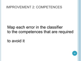 Map each error in the classifier  to the competences that are required  to avoid it IMPROVEMENT 2: COMPETENCES 