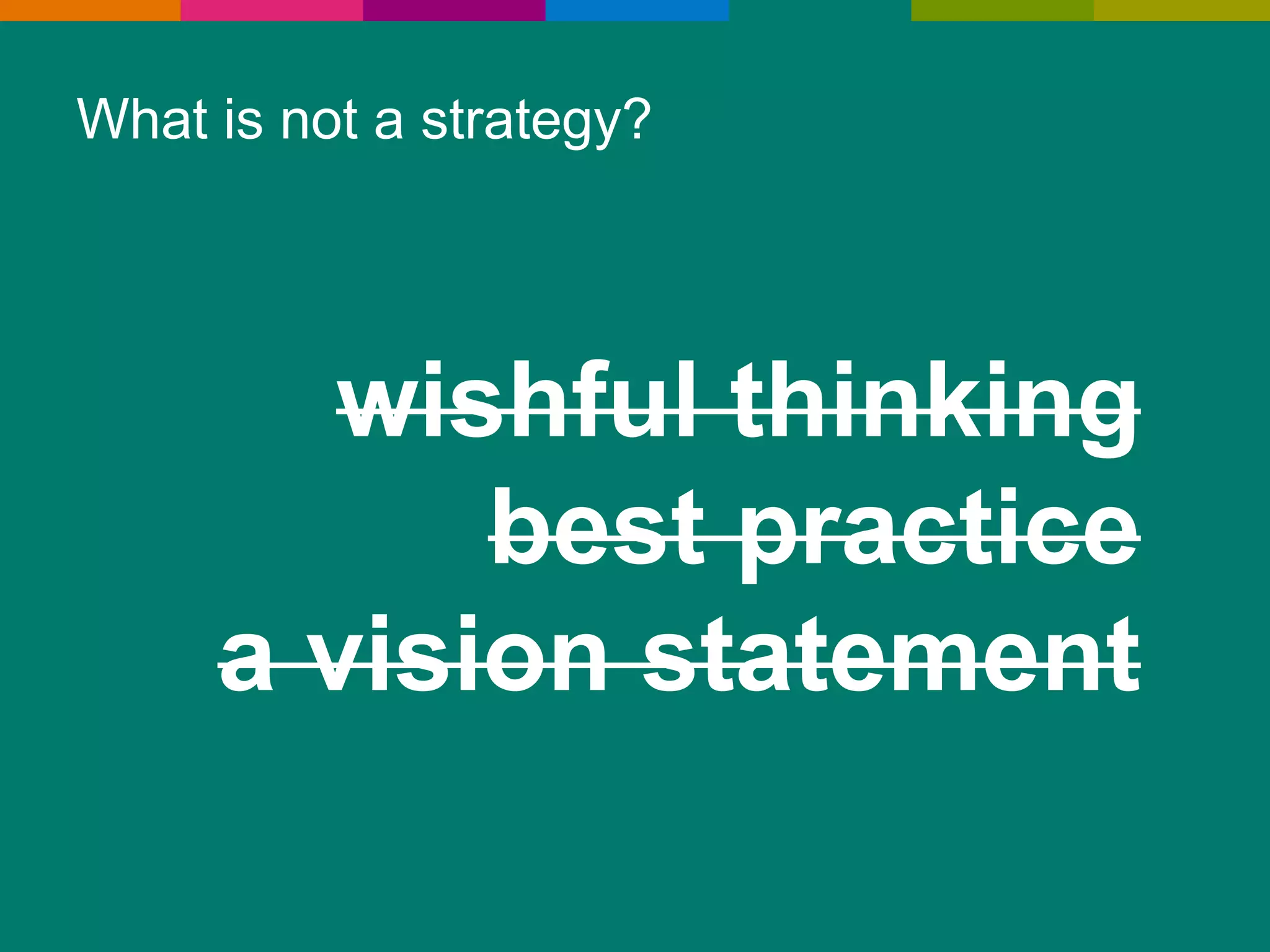 What is not a strategy?

wishful thinking
best practice
a vision statement

 