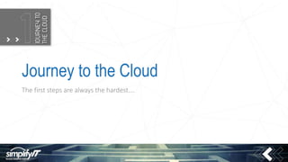 Journey to the Cloud
The first steps are always the hardest….
 