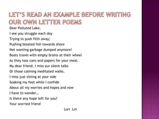 Writing New Types of Poetry in the Classroom: Exploring The letter poem