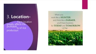 3. Location-
greatly aff
Farm location
profitabili
ects the
produc
ty of rice
tion
 