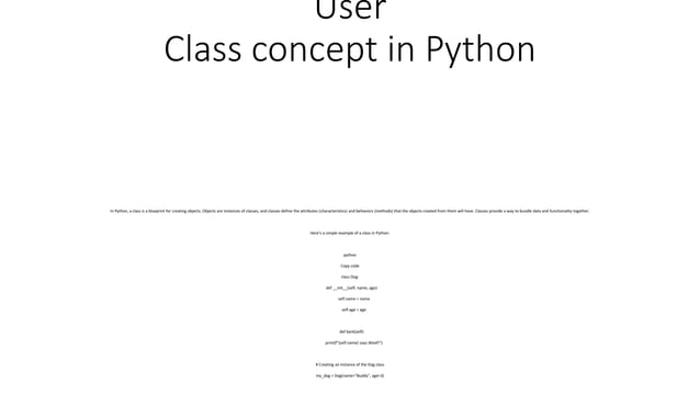 python class and objects blueprint concept | PPT
