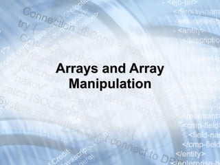 Arrays and Array
Manipulation
 