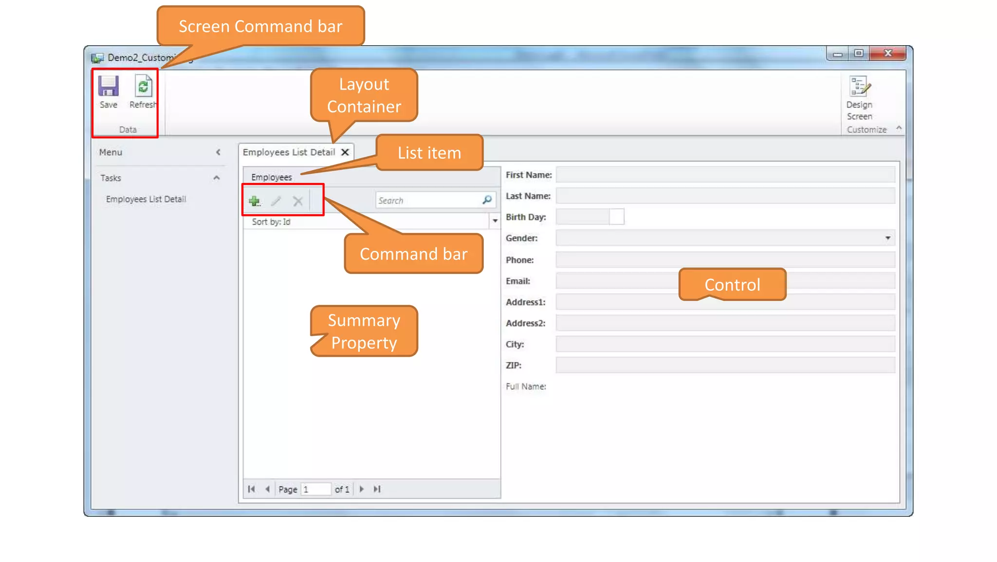 Screen Command bar


                 Layout
                Container

                        List item




                     Command bar
                                    Control
                Summary
                Property
 