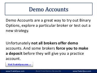 Binary option demo account without deposit