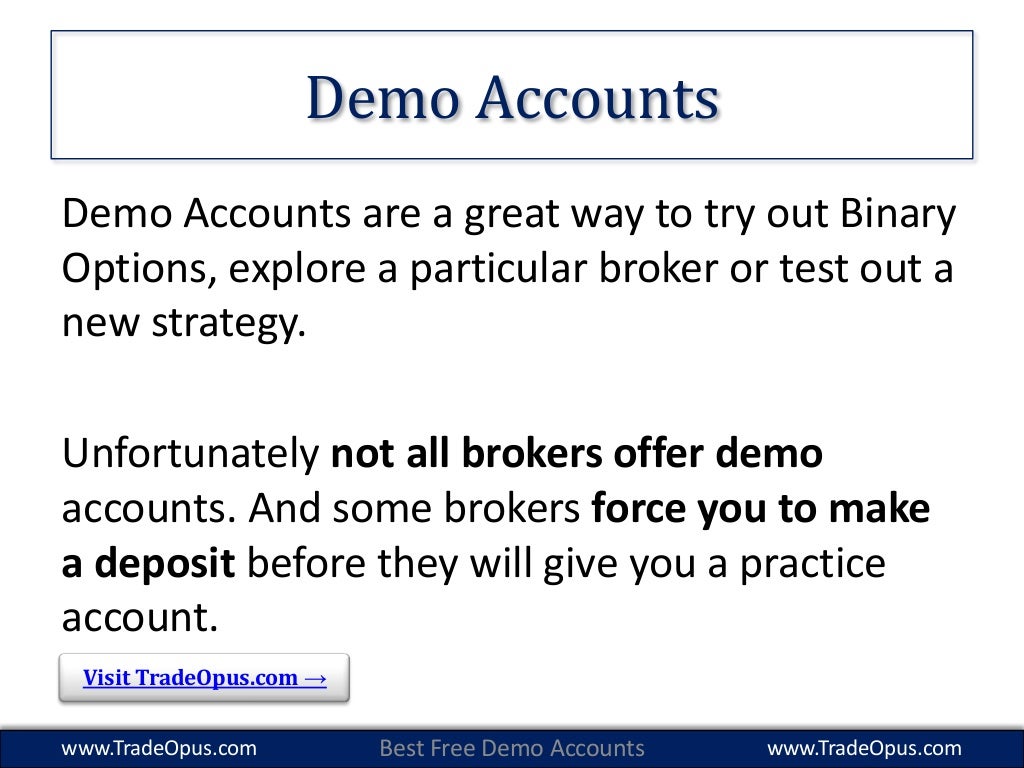 Binary options demo account no deposit