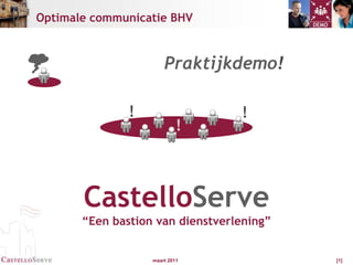 Praktijkdemo! CastelloServe “Een bastion van dienstverlening” ! ! ! 