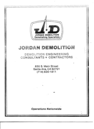 Vintage Jordan Demolition Brochure 