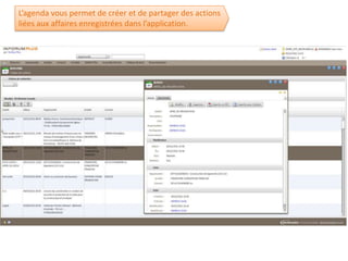 L’agenda vous permet de créer et de partager des actions
liées aux affaires enregistrées dans l’application.
 