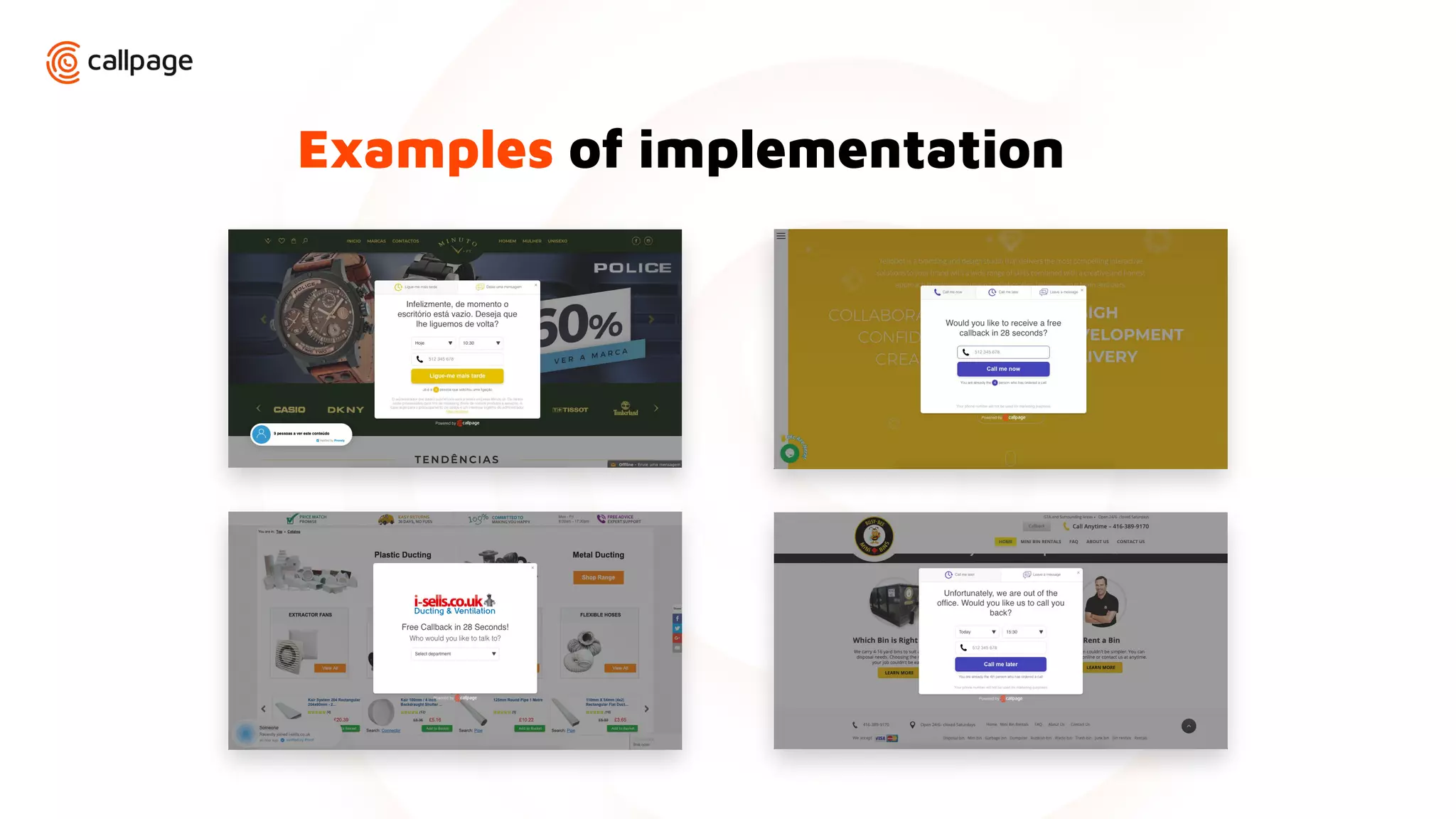 Examples of implementation
 