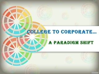 COLLEGE TO CORPORATE…

      A PARADIGM SHIFT
 