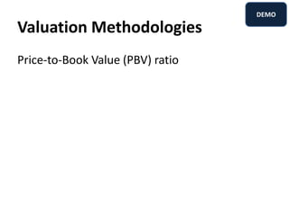 Valuation Methodologies
Price-to-Book Value (PBV) ratio
DEMO
 