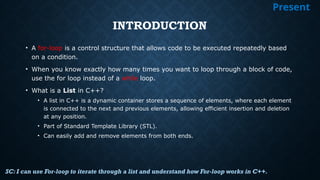 Comprehensive Guide to Using For Loops and Lists in C++ for Grade 9 | PPTX