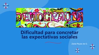 Dificultad para concretar
las expectativas sociales
Zaida Reyes de G.
 