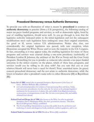 Page 1 of 32
Defining Democracy
Procedural and
Authentic
“WE hold these Truths to be self-
evident, that all [Persons] are created
equal, that they are endowed by their
Creator with certain unalienable Rights,
that among these are Life, Liberty, and
the Pursuit of Happiness.”
Preamble to the U.S. Declaration of Independence
 