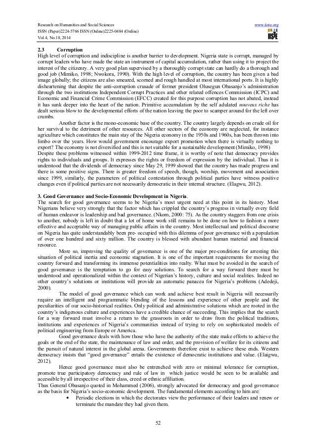 democracy and good governance nigerias dilemma Democracy, good governance and development in nigeria: the challenges of leadership doi: 109790/0837-20630109 wwwiosrjournalsorg. democracy and good governance nigerias dilemma Democracy, good governance and development in nigeria: the challenges of leadership doi: 109790/0837-20630109 wwwiosrjournalsorg.