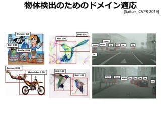 物体検出のためのドメイン適応
[Saito+, CVPR 2019]
 