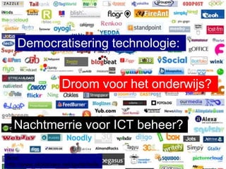 Bron:  http://www.slideshare.net/igorterhalle Democratisering technologie: Droom voor het onderwijs? Nachtmerrie voor ICT beheer? 