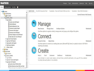 BUE Portal is the visual component of the product, which enables
users to control their governed content, select actions, assemble
analytics pages, and collaborate on findings.
 