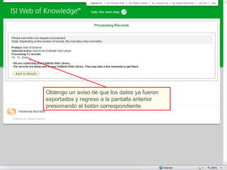 Obtengo un aviso de que los datos ya fueron exportados y regreso a la pantalla anterior presionando el botón correspondiente. 