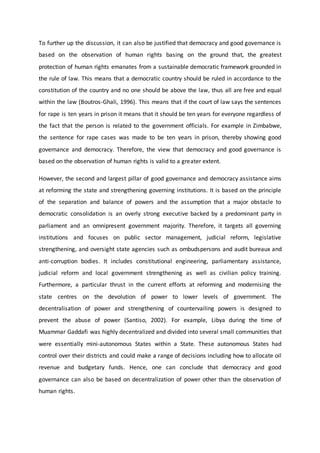 democracy and good governance based on the observation of human rights ...