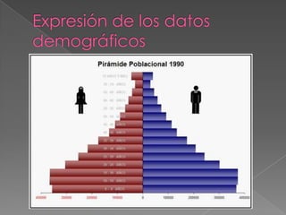  Demografía ciencia auxiliar de la geografía
de la población.
 tomando en cuenta los conceptos
 Censos
 Registro civil...